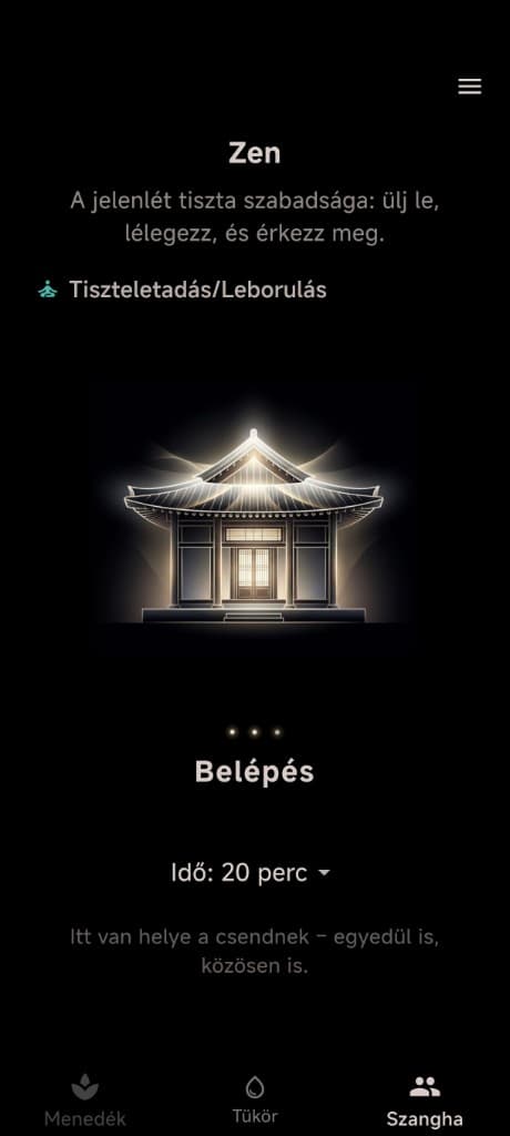 Szangha Zen tér — tiszteletadás és Belépés